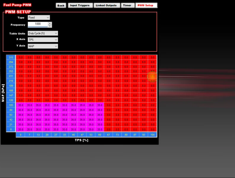 PWM config in Holley EFI.
