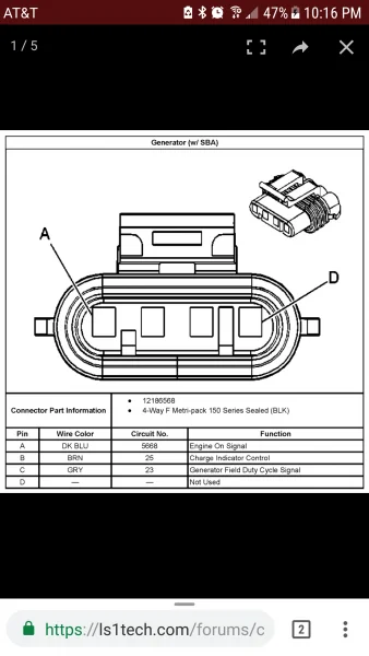 Pin-out for the 4-pin Metri-Pack connection.