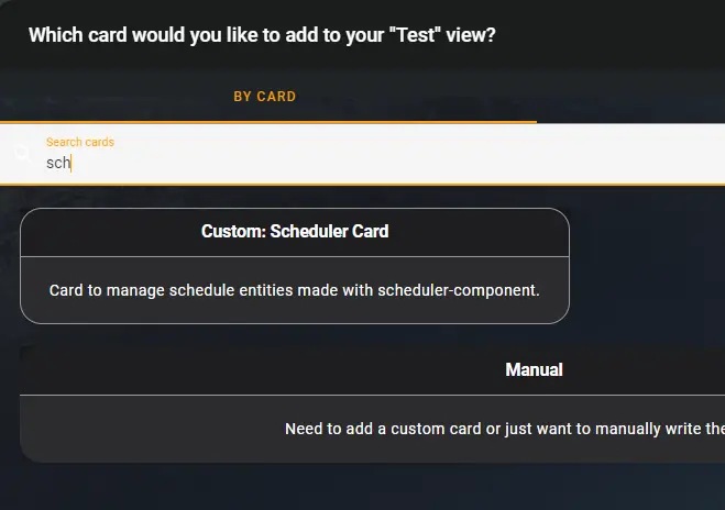 Click Custom:Scheduler Card