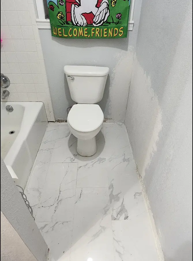 Another picture showing the floor, post-grout