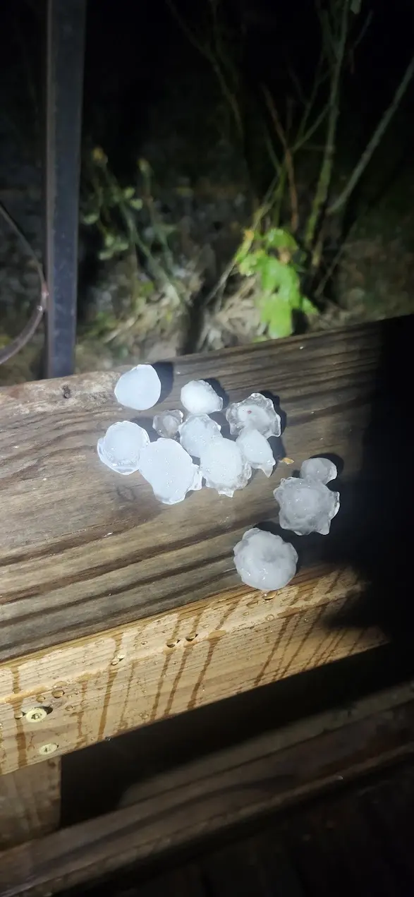 Photo showing large piece of hail