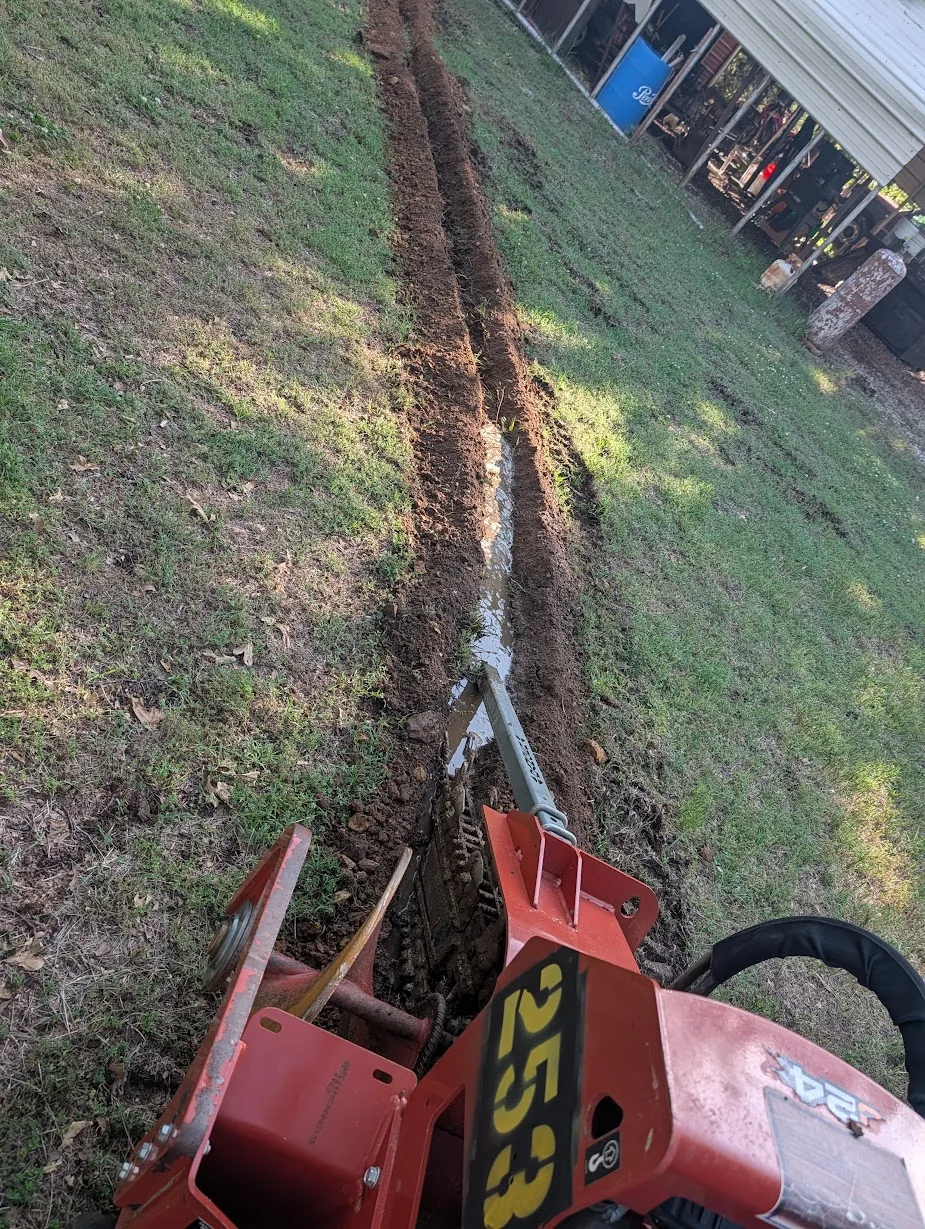 Unexpected water pipe running to the shed