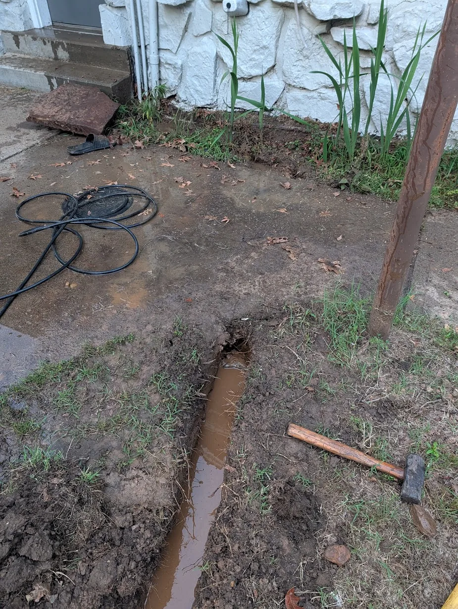 Steel pipe pushed under the sidewalk