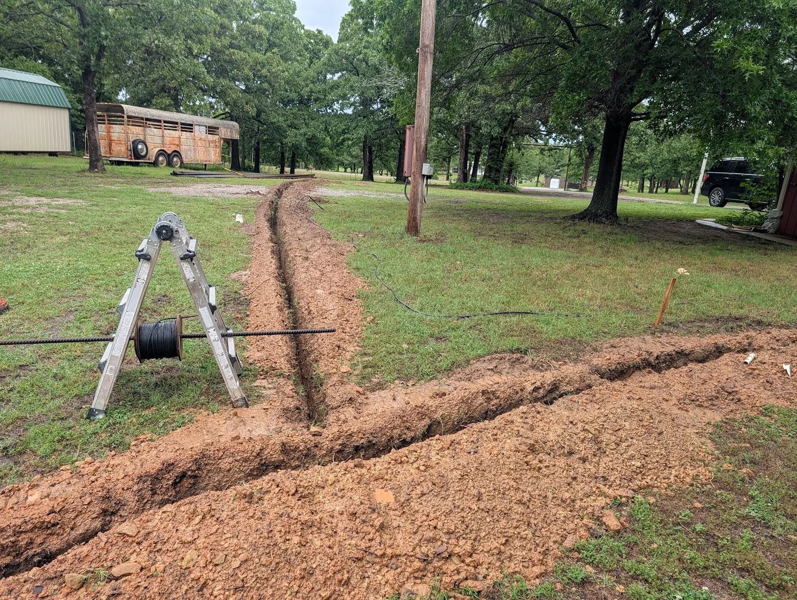 Roughly 300 feet of freshly dug trench