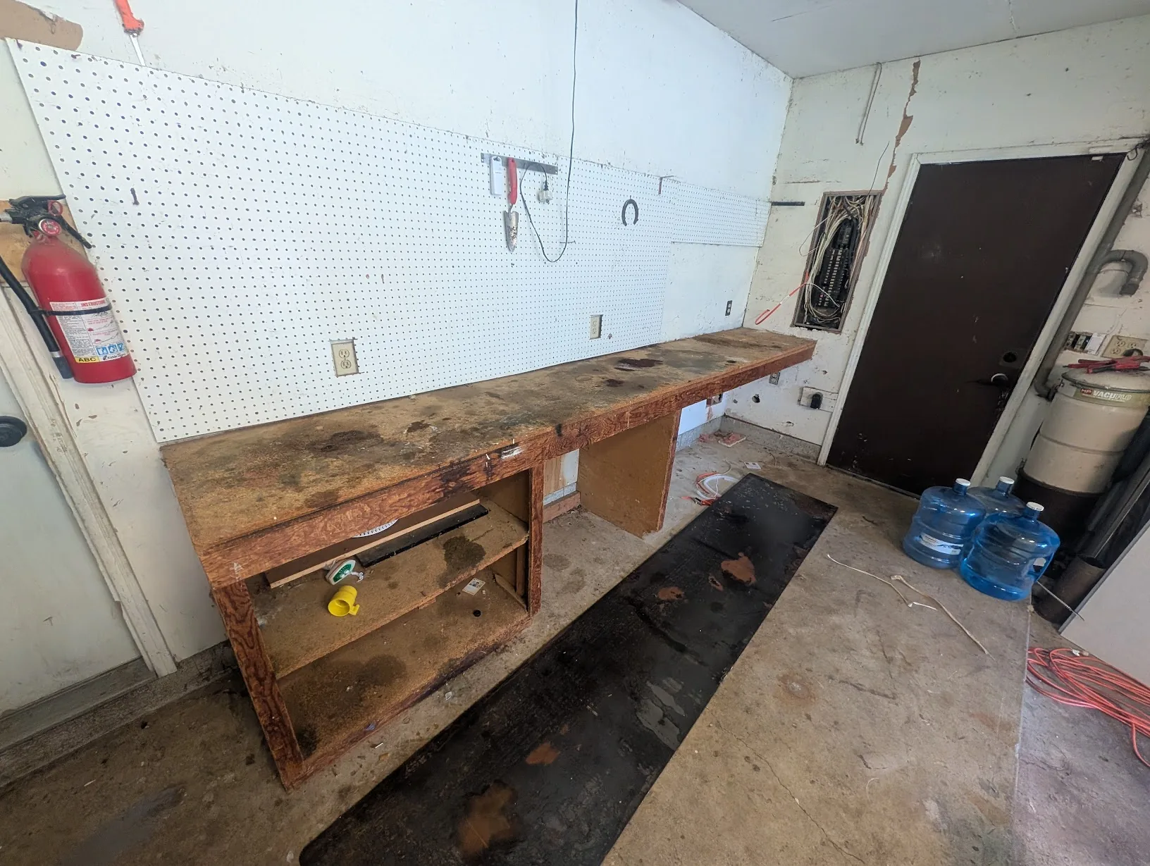 Quarter-inch steel plate slid down to the floor, partial demo
