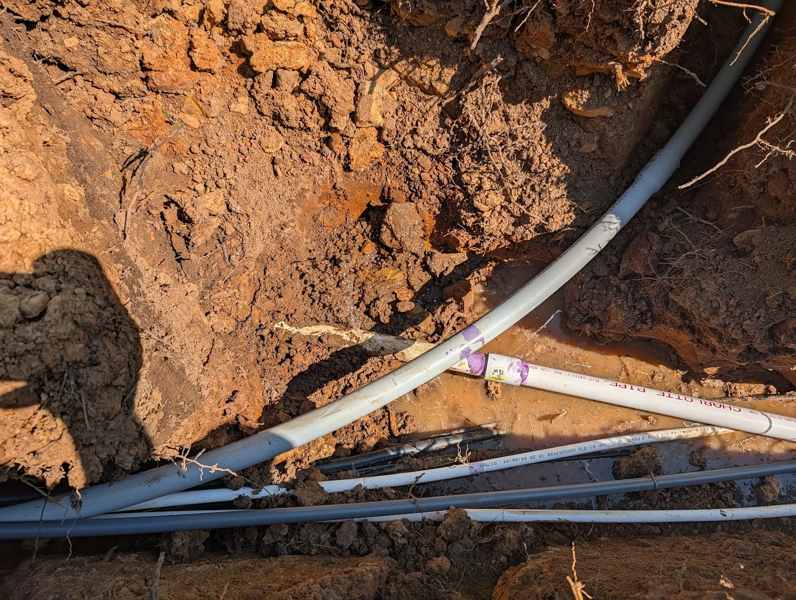 First water-line repair using a piece of PVC and couplings