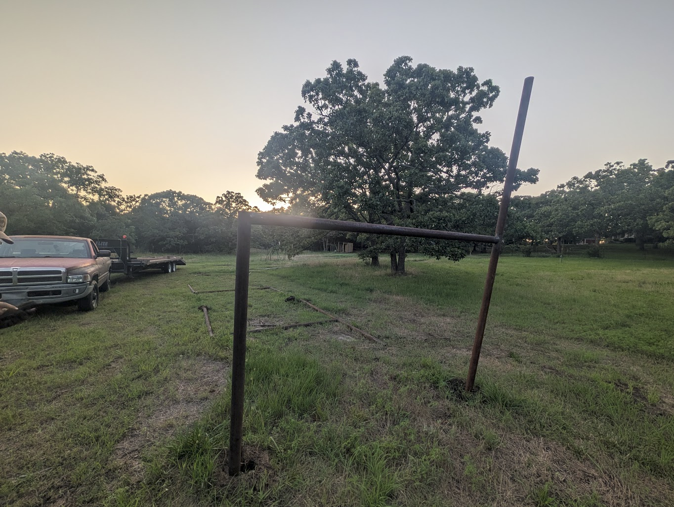 First frame standing upright out in the field