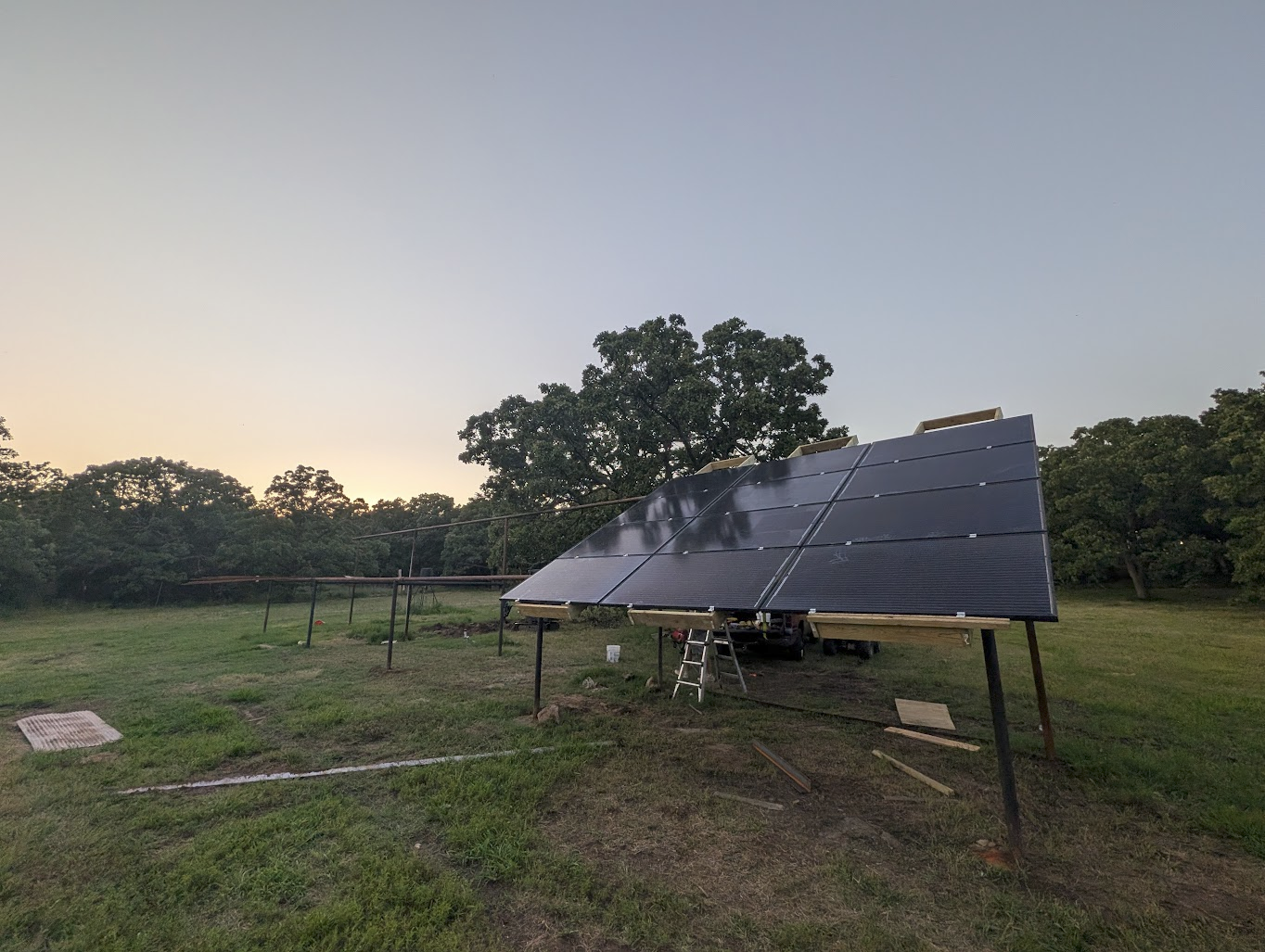 First twelve panels mounted on the rack