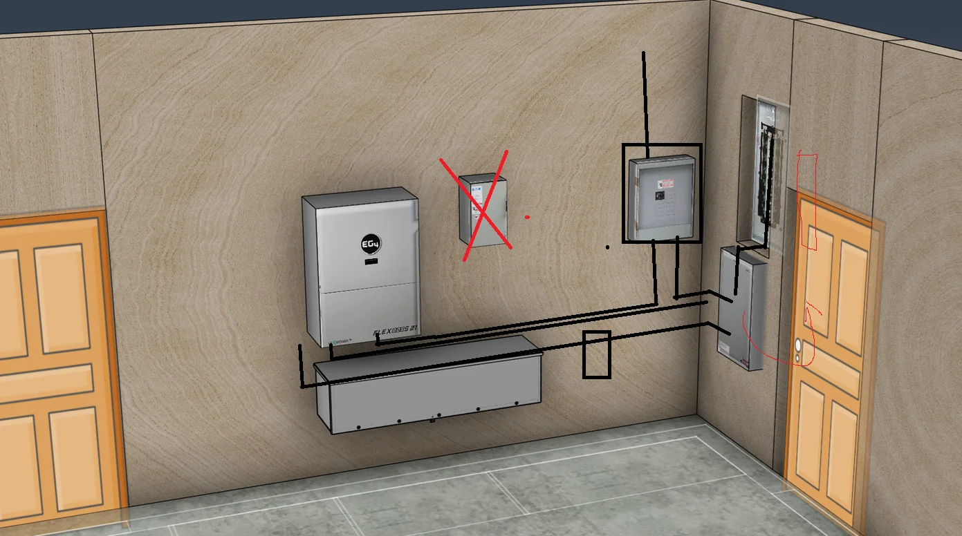 Early Autodesk Fusion mockup of the garage and equipment layout