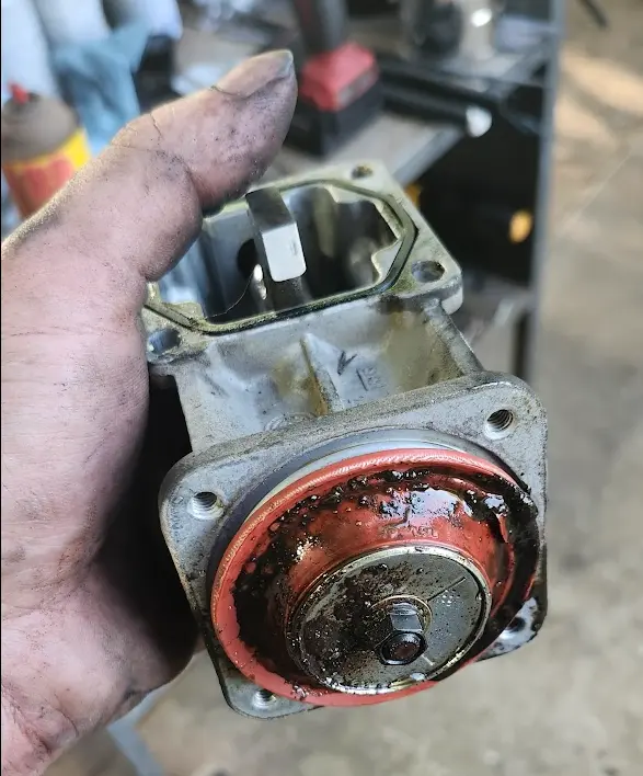 AFC with cover removed, showing the old diaphragm covered in oil and gunk