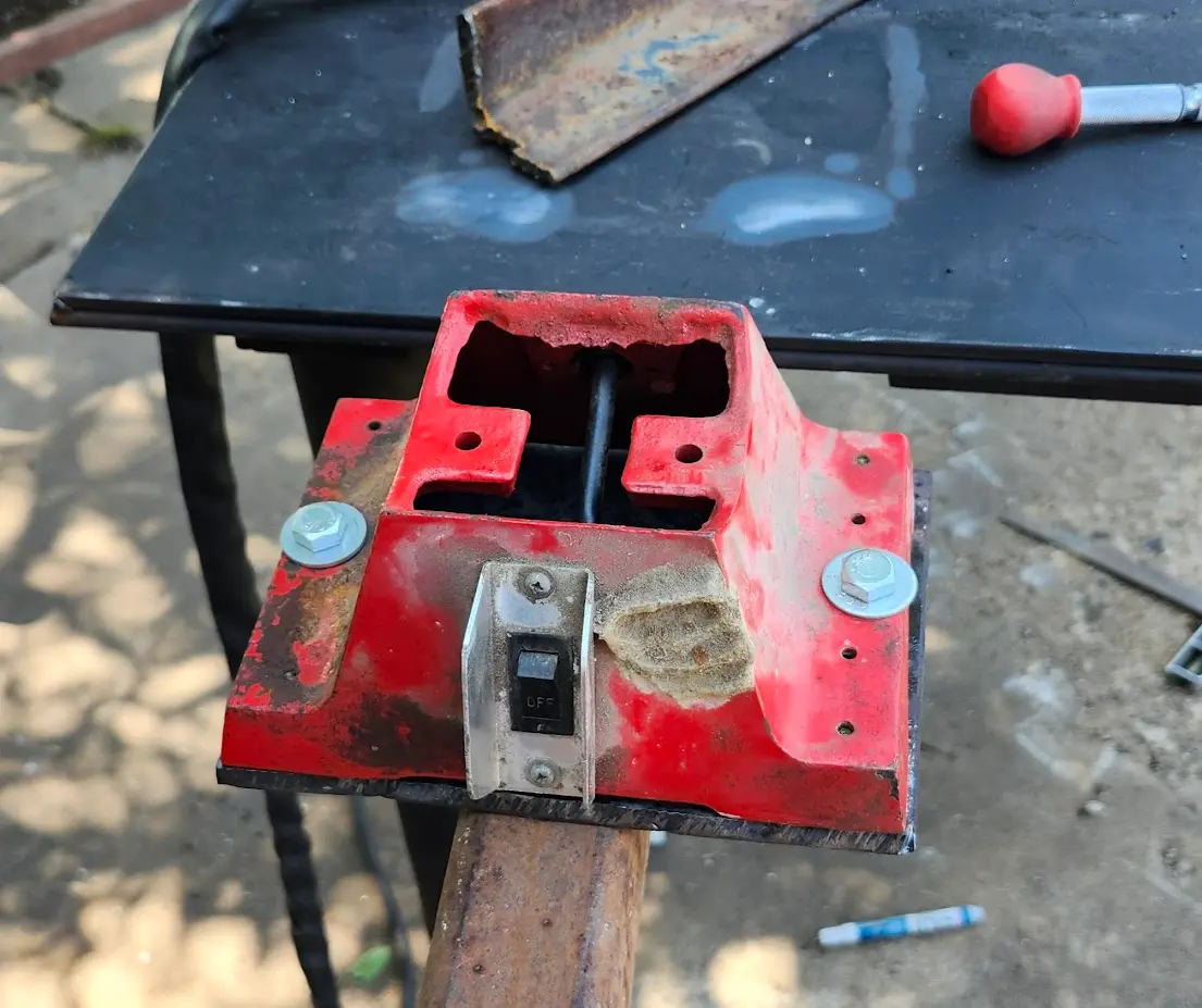Photo showing the grinders position being mocked up