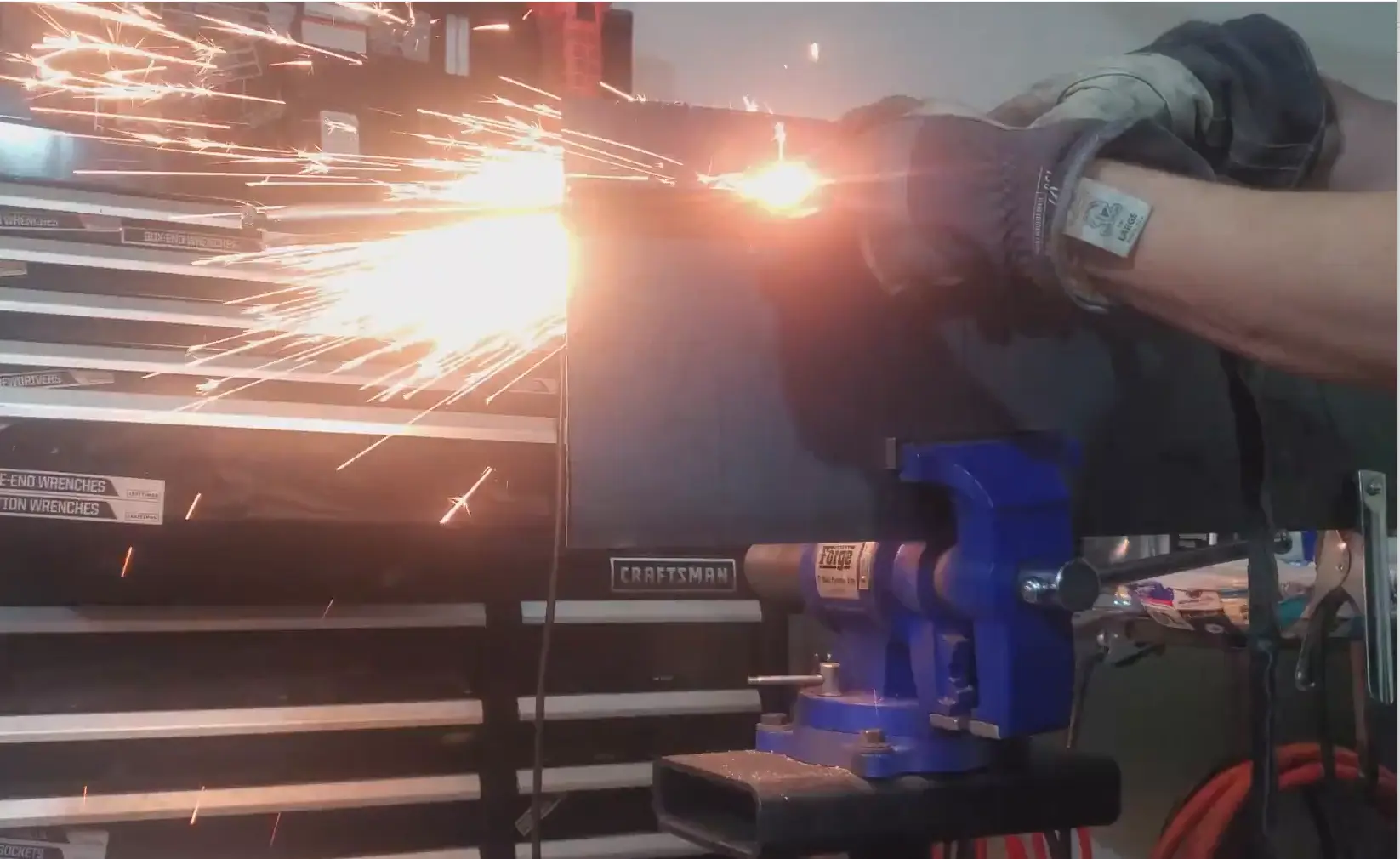 Cutting out the steel plate with my plasma cutter.