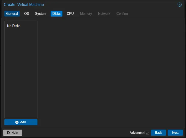 Create VM - Disks Tab