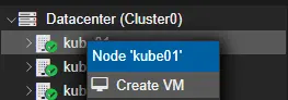 Image showing create VM button highlighted in proxmox
