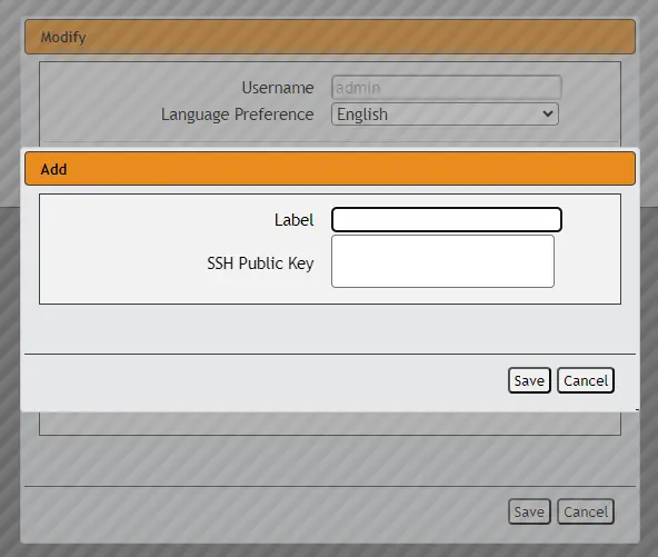 Users Tab > User > Add Public Key