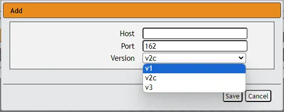 System > SNMP > Add Tab