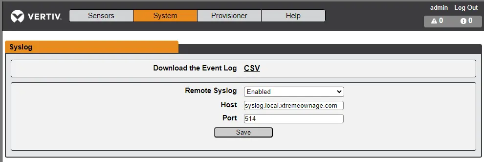 System > Syslog