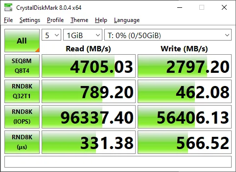 CrystalDiskMark — TrueNAS Core, iSCSI, 1G test against flash array