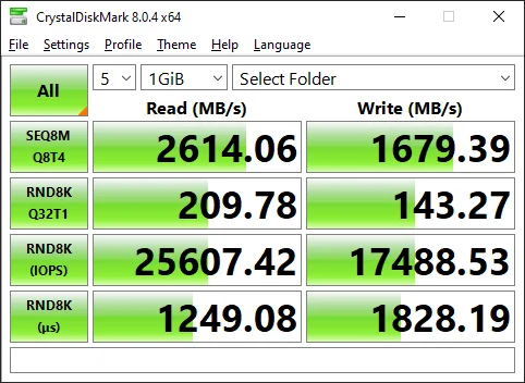 CrystalDiskMark — TrueNAS Scale, SMB, 1G test against Z2