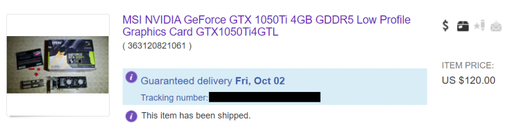 This image shows a GTX 1050 ti for 120$ shipped via eBay.